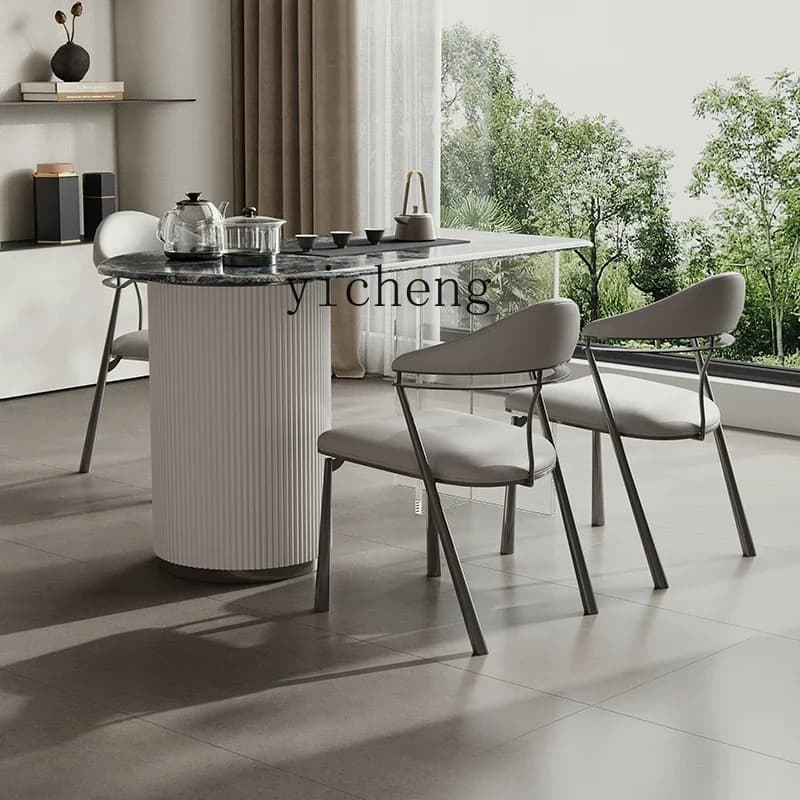 LX Rock Slab Tea Table Modern Simple Light Luxury Small Acrylic Suspended Tea Table And ChairsD17