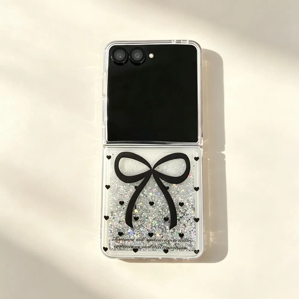 For Samsung Z Flip 8 Luxury Glitter Quicksand Case for Samsung Galaxy Z Flip 7 6 5 4 3 ZFlip 8 Polka Dot Bowknot Bling Cover