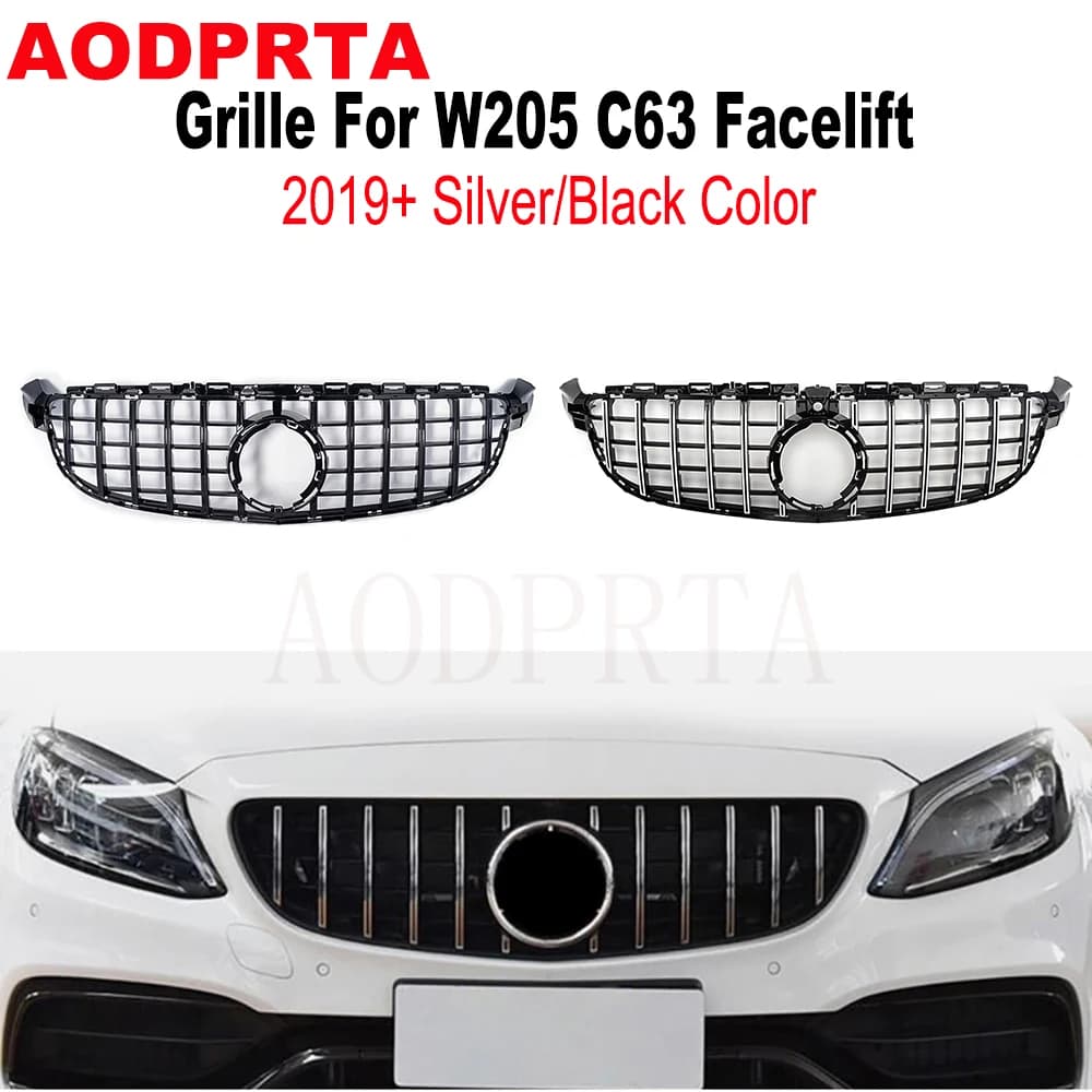 C63 C63S Grille GTR Panamericana Style Front Bumper Mesh Hood Grill For Mercedes Benz C Class W205 C63 2019 2020 2021 2022