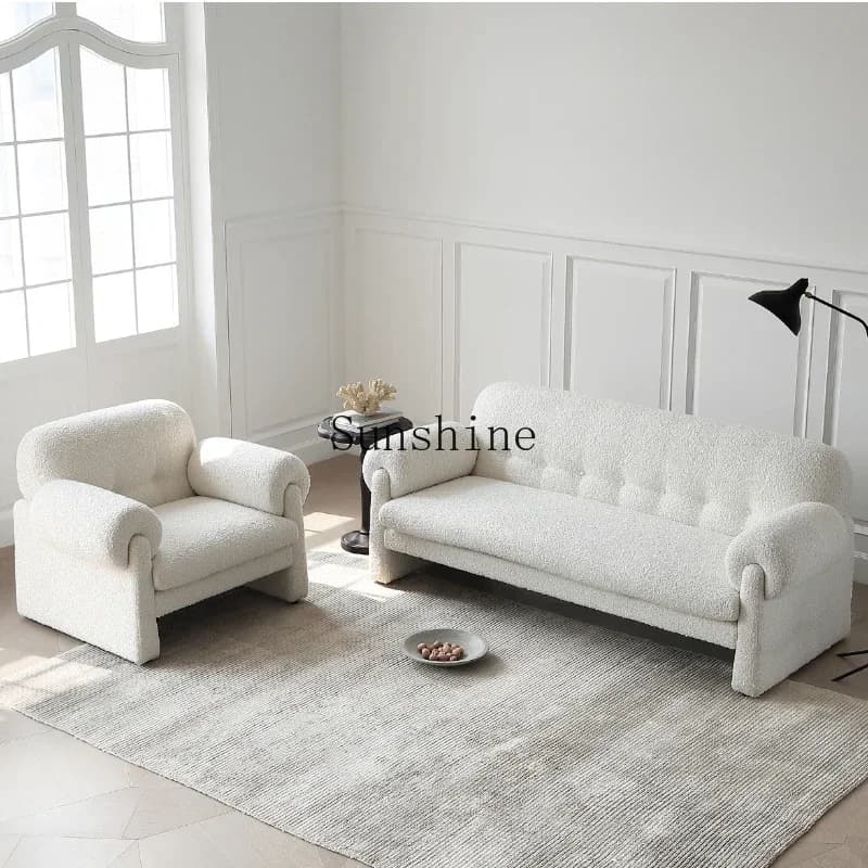 YSingle retro cream wind teddy fleece casual sofa chair