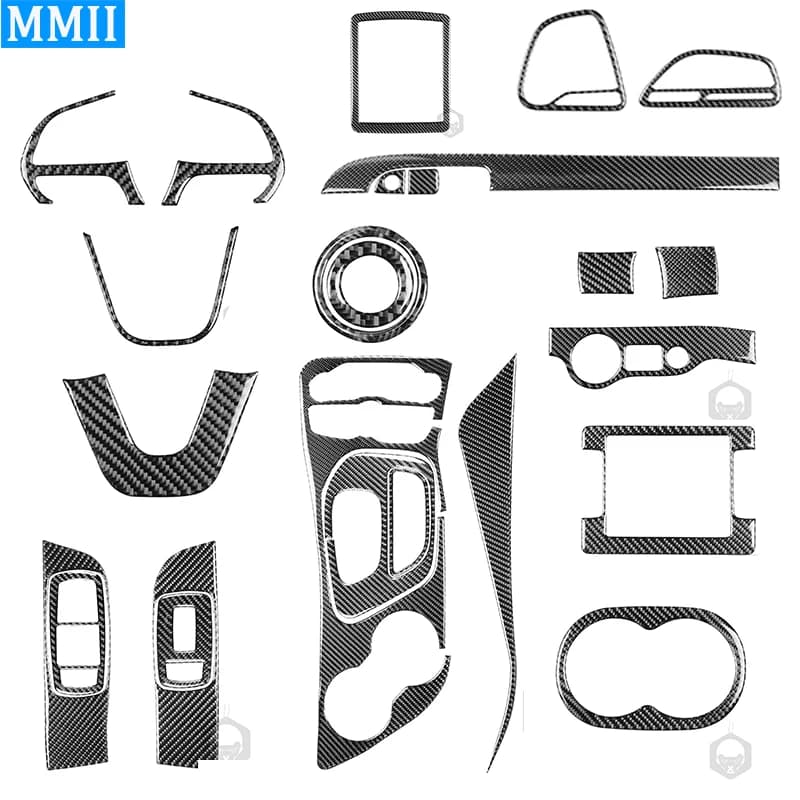 For Dodge Challenger 2015-2020 Carbon Fiber Central Control Gear Key Ring Button Headlight Switch Glove Handle Decoration Decal