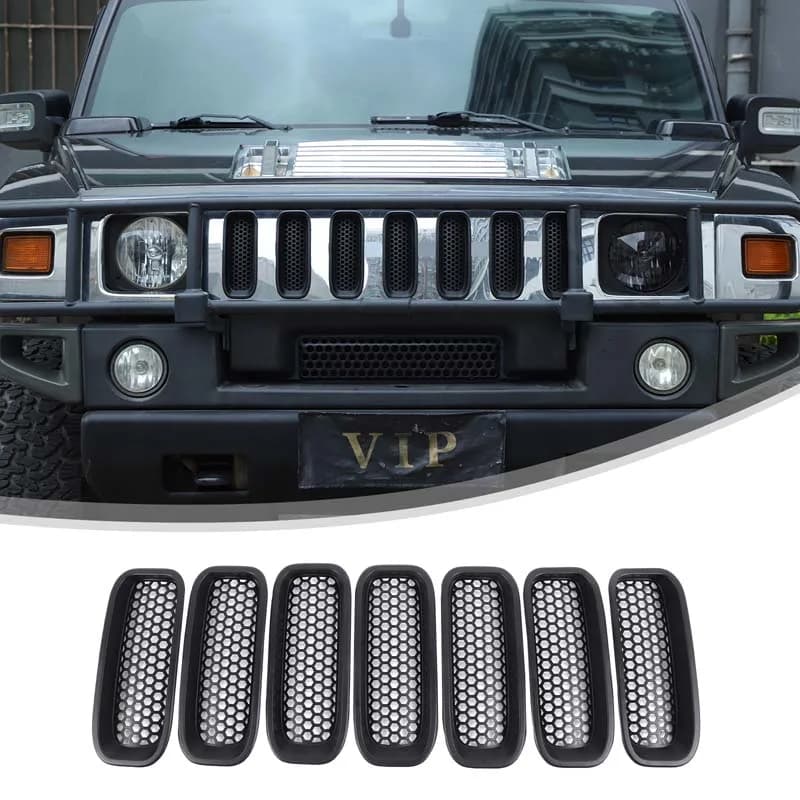 For Hummer H2 2003-2009 Automotive front bumper upper grille modified with ABS black car front grille insect screen