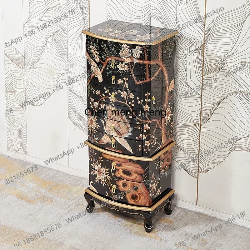 New Chinese-style household solid wood furniture dressing with mirror lock drawer cabinet jewelry  R