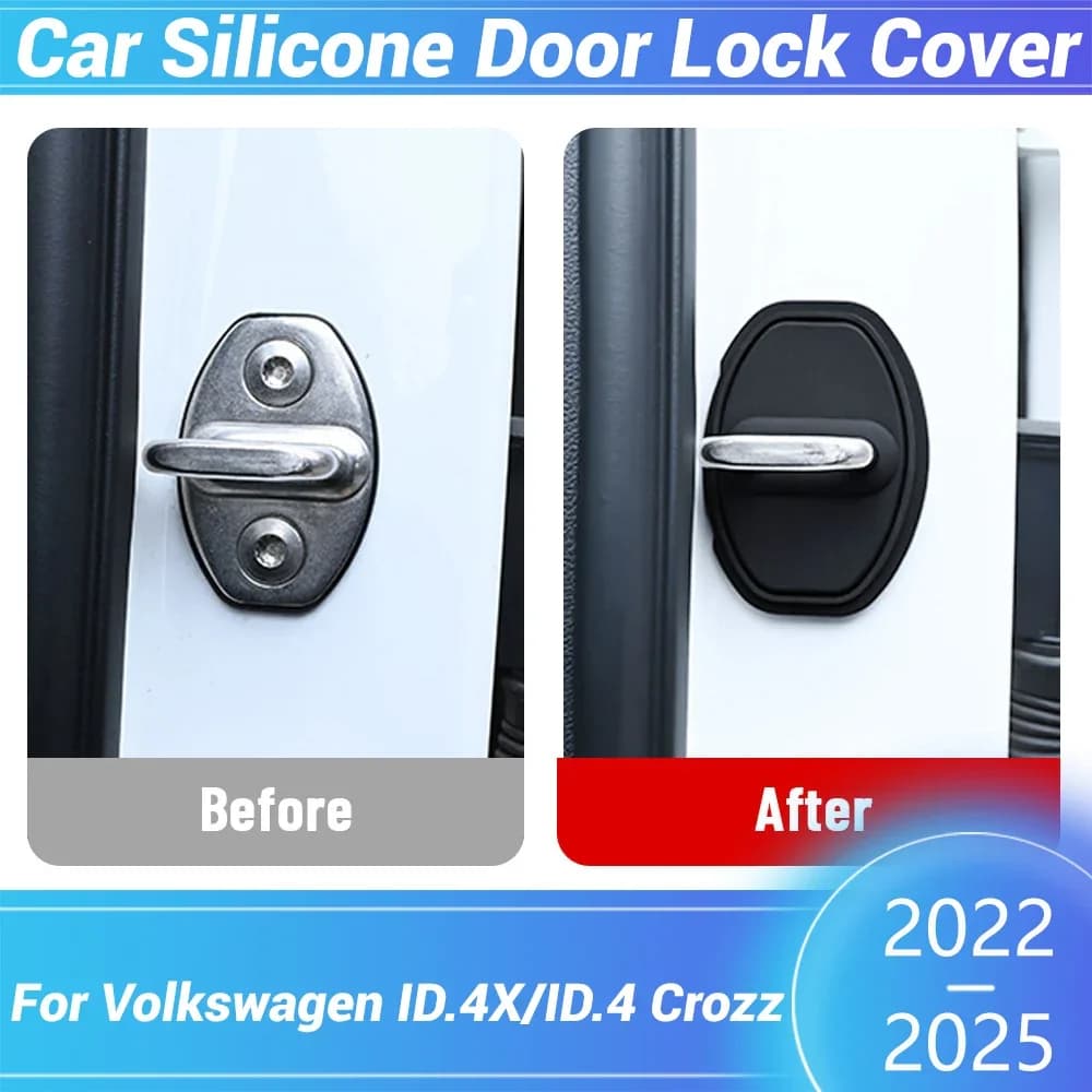 For Volkswagen ID.4X ID.4 Crozz 2022-2025 Automotive Door Latch Anti-collision Car Door Lock Silicone Buckle Protector Cover
