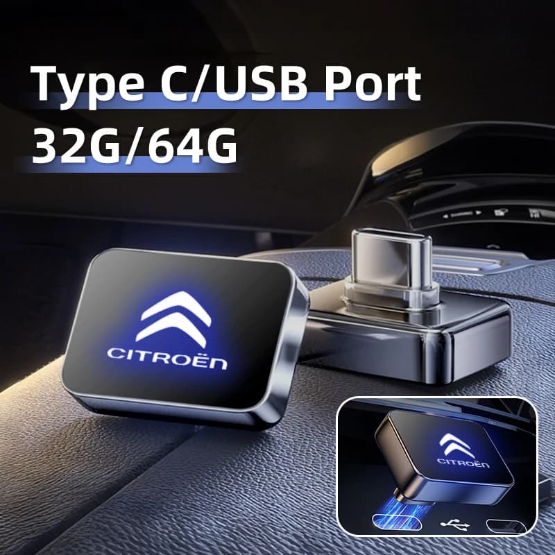 High Speed 32G/64G Type C Port USB Memory Storage U Disk Flash Drives For Citroen C4 C3 C5 C2 Berlingo Celysee Cactus Aircross