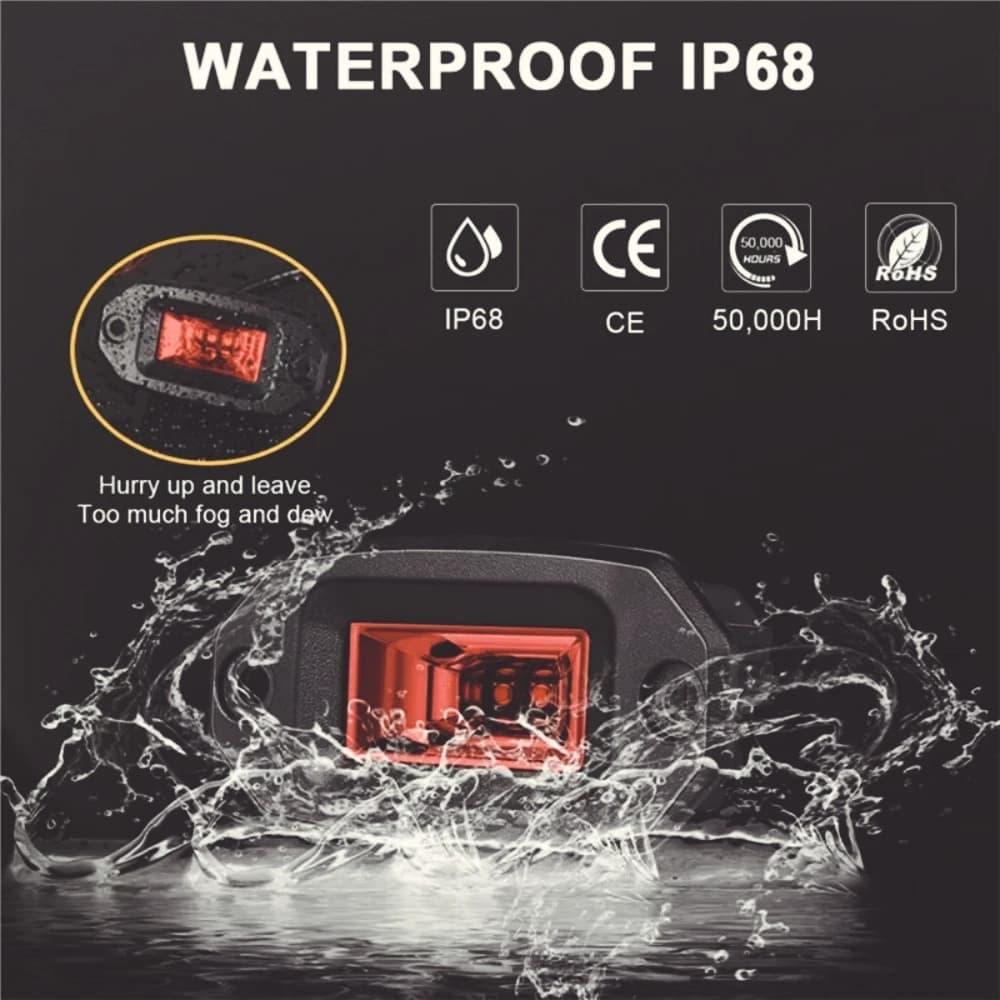 ZF-S Barra  luz  inundación LED todoterreno  20W, montaje empotrado  4 pulgadas, luz  trabajo antiniebla para Jeep SUV UTV