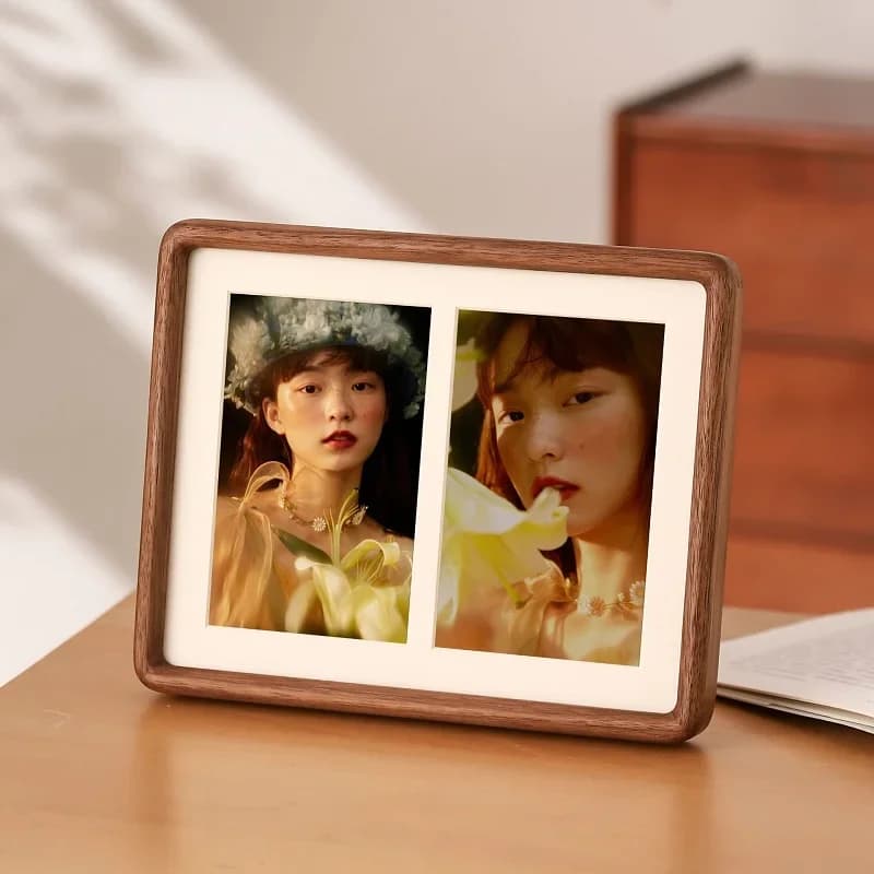 Premium Solid Wood Walnut Round Corner Photo Frame Stylish Tabletop Couple Picture Frame High-Quality Display Frame Home Decor