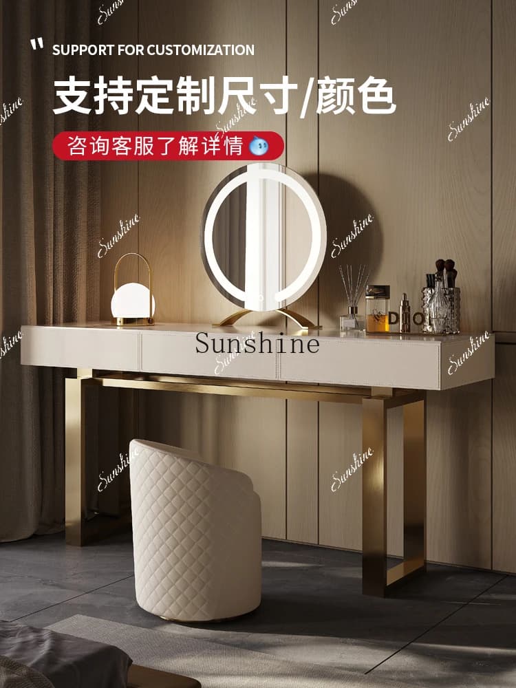 Slate saddle leather desk integrated master bedroom modern simple light luxury high-end dressing tableP