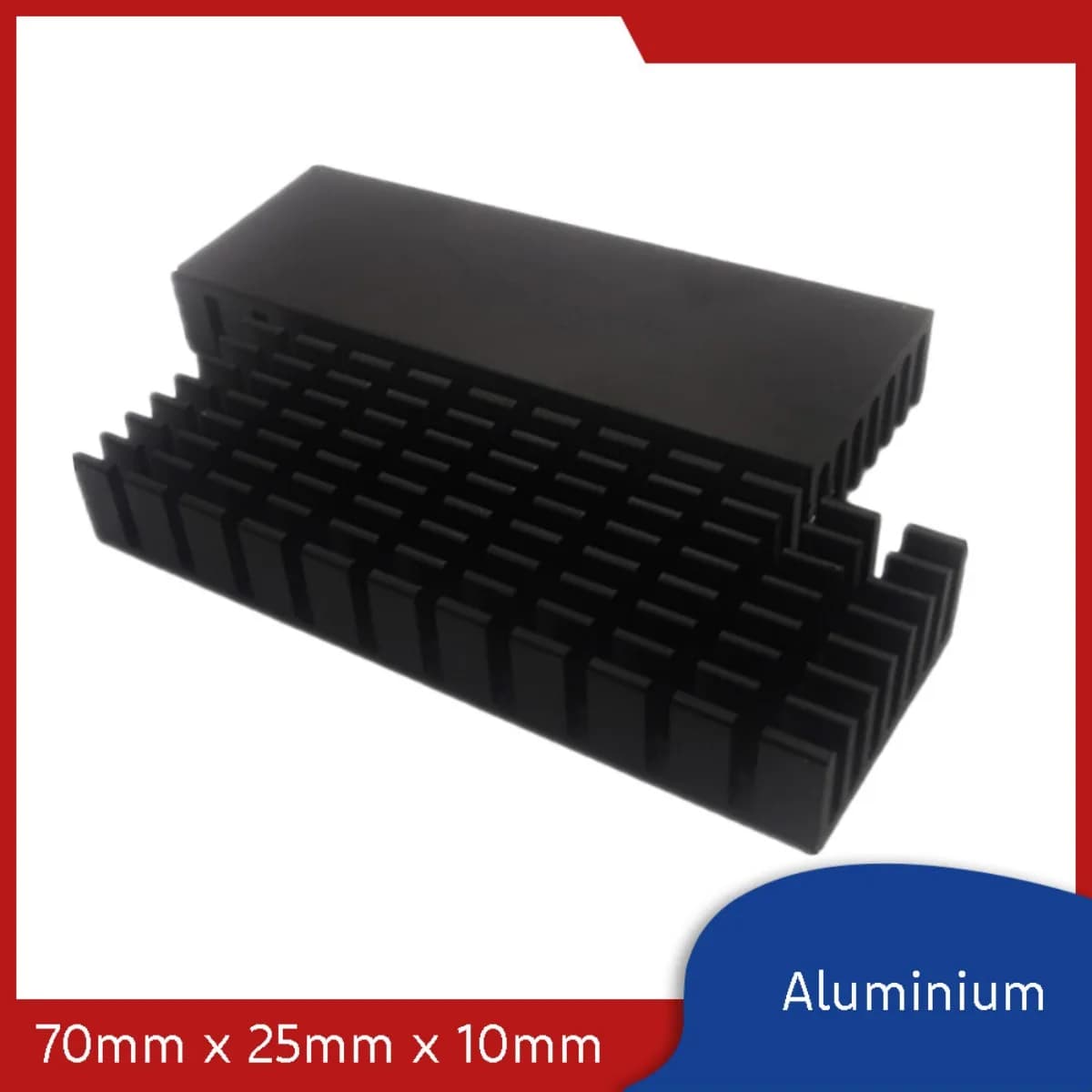 Heat-Dissipating Aluminium Heat Sink Highly Thermally Conductive 70mm x 25mm x 10mm Black Alu High-Heat Dissipation