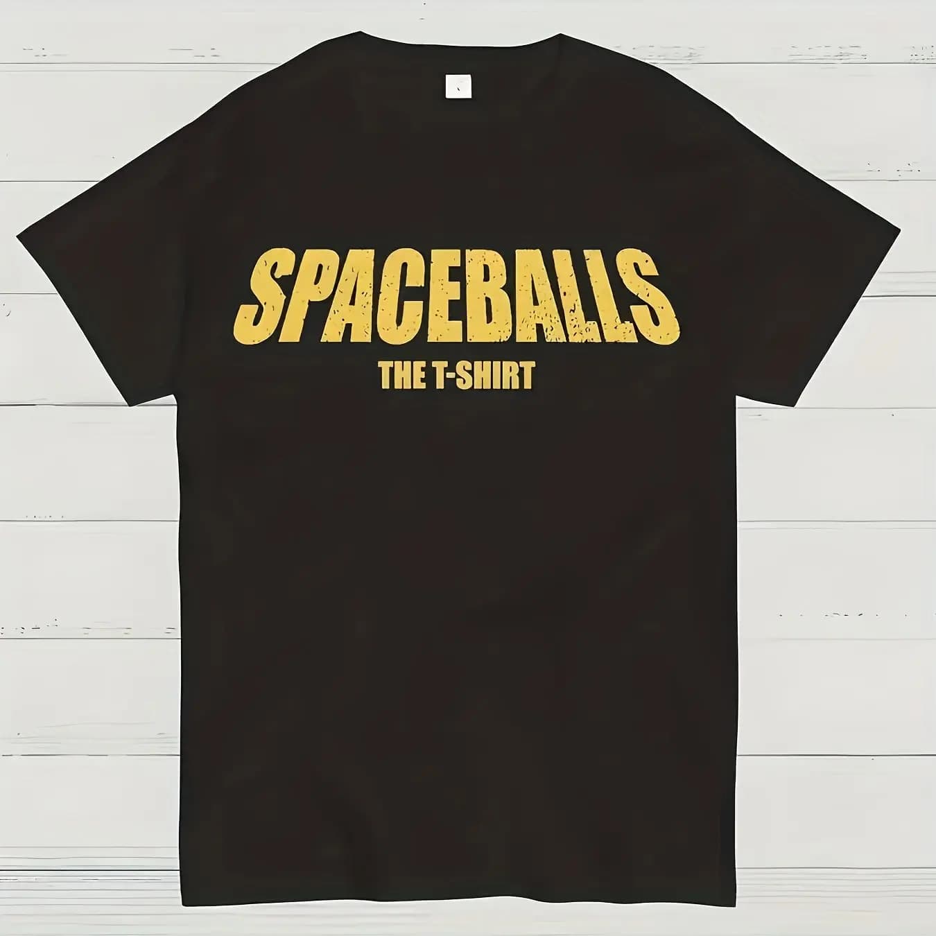 Casual Short Sleeve Men'S Tee Spaceballs Movie Graphic T-Shirt with Golden Lettering Comfortable Knit Fabric Streetwear