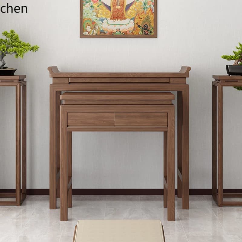 new Chinese Buddhist niche solid wood living room God of Wealth table offering incense table household