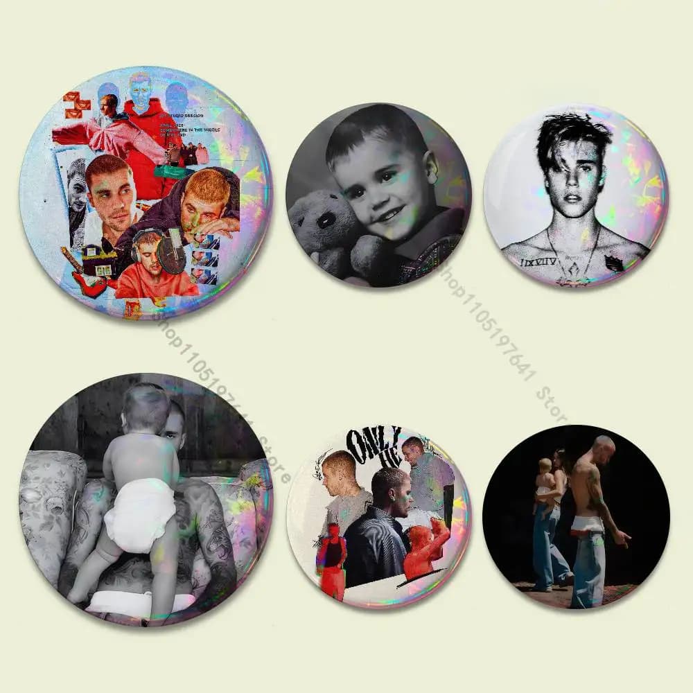 SWAG J-Justin-S-B-Bieber-S Badges Button Round Creative Pin Brooch Badge Bag Decor Fans Collect Friends Gifts