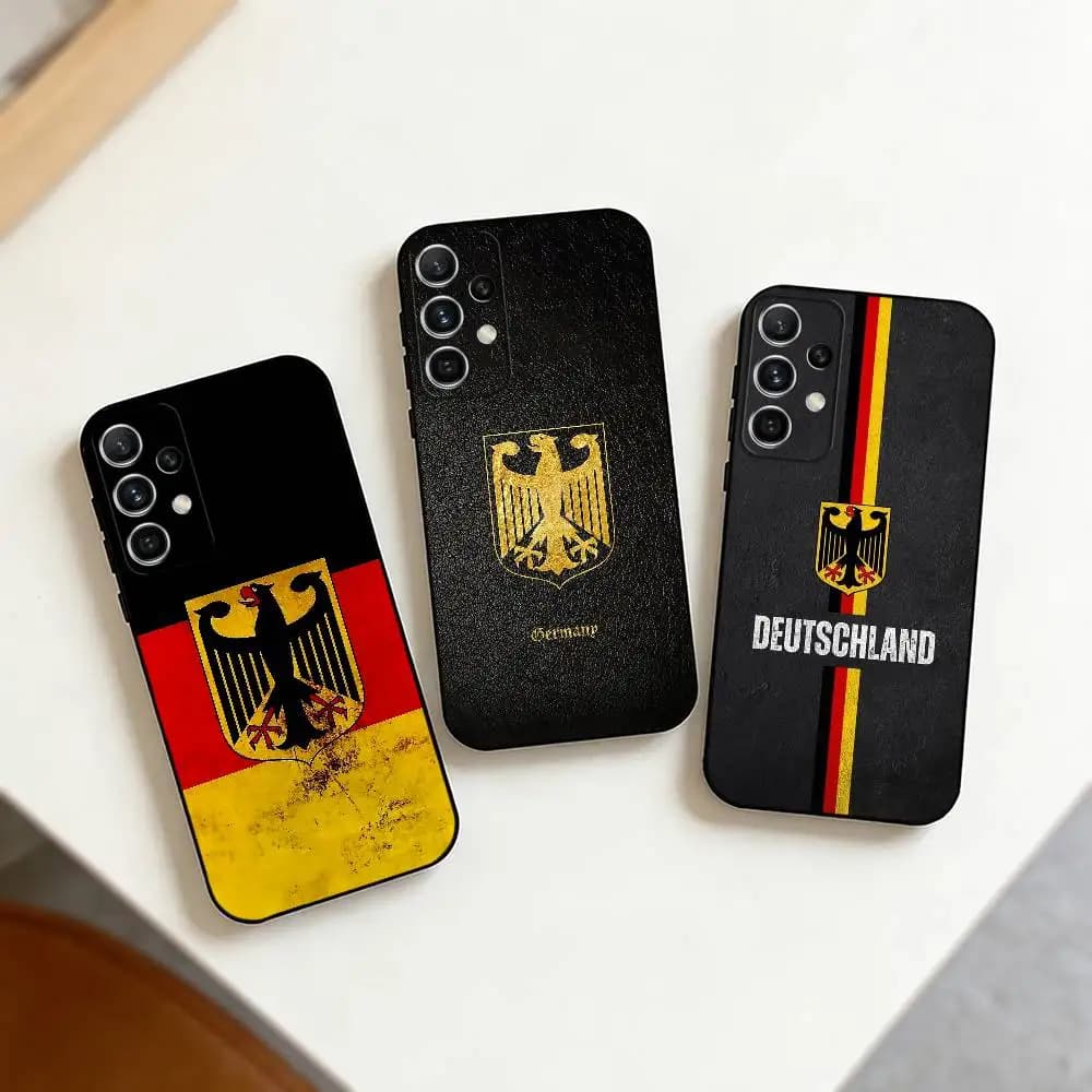 D-Deutsche F-Flagge Phone Case For Samsung S25,S24,S21,S22,S23,S30,Ultra,S20,Plus,Fe,Note,10,9,5G Black Cover