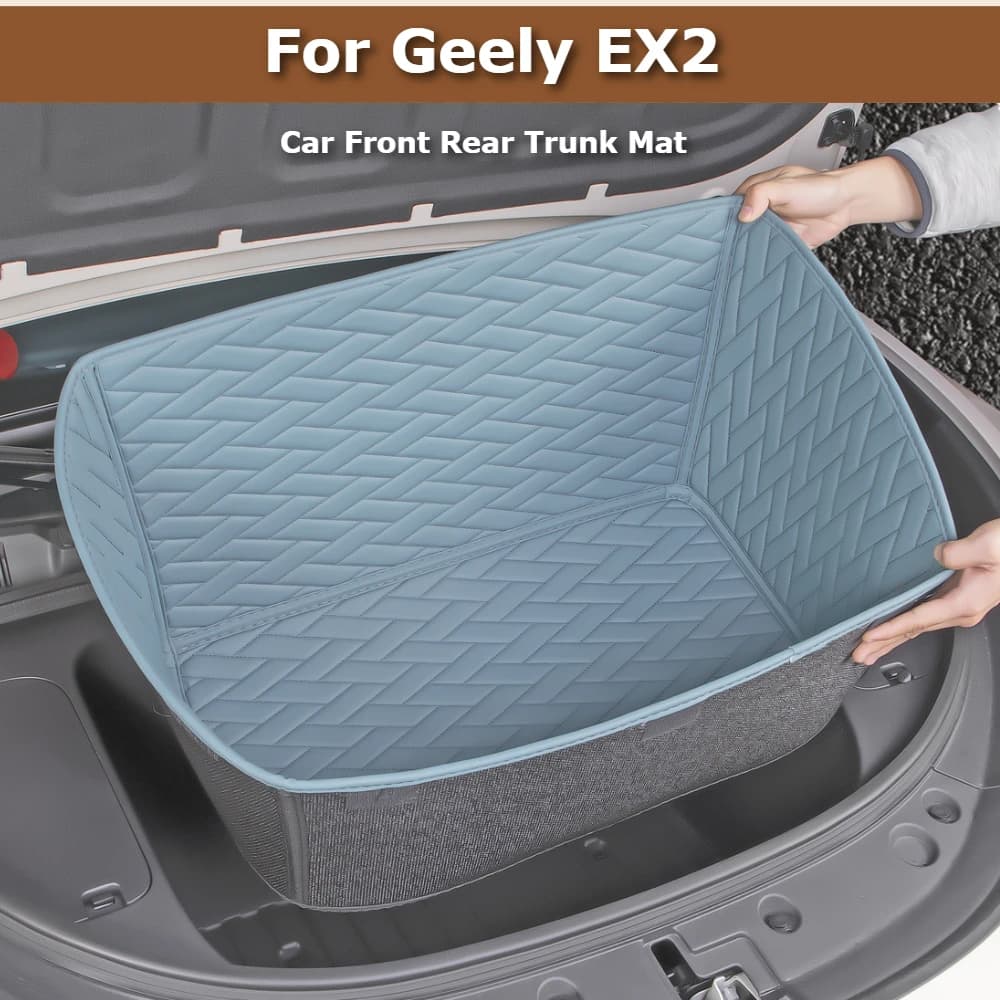 For Geely EX2 Proton e.MAS 5 Xingyuan 2024-2026 Nappa Leather Car Front Rear Trunk Mat Cargo Liners Boot Lower Compartment Mats