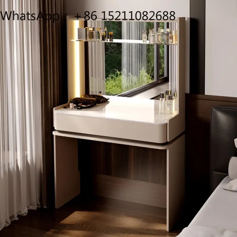LLY dresser small rock slab desktop with mirror and lamp makeup table bedside light luxury new modern simplicity