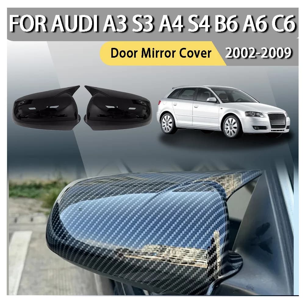 Door Mirror Cover For Audi A3 S3 A4 S4 B6 A6 C6 2002-2009 Car Sticker Exterior Car Decoration Upgrade Rearview Accessories