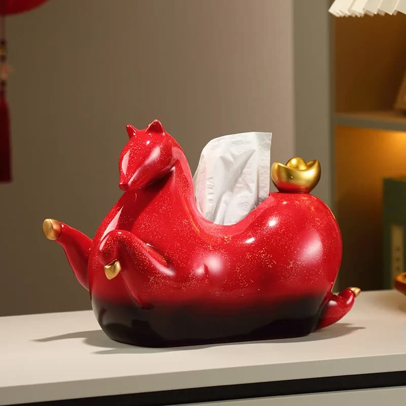 Living room desktop decorative tissue box, Chinese home dining table office coffee table paper storage ornament