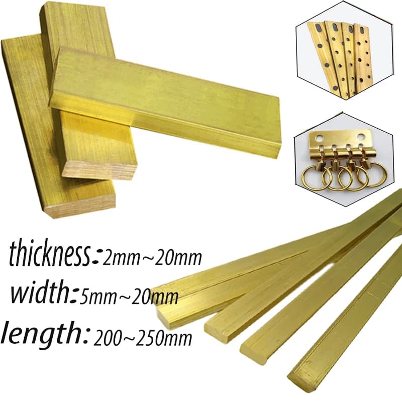 1pcs Brass Strip Square Plate DIY Rivet Material Building Material Pure Copper Metal Sheet Material Thickness 2mm-20mm