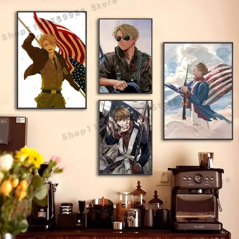 America A-Alfred F Jones Poster Sticker Classic Art Painting for Home Bedroom Cafe Office Wall Decor