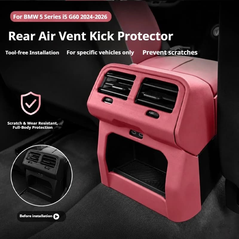 Car Prepuce Rear Air Conditioner Outlet Kick Proof Protective Cover Frame For BMW 5 Series i5 G60 2024-2026 Interior Accessories