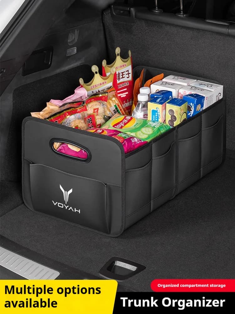 Car Trunk Storage Box Large Capacity Storage Bag Leather For Voyah Dreampower Courage Free PHEV ILang Icozy Auto Accessories