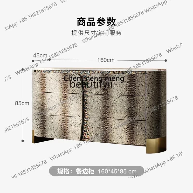 32Light luxury dining side cabinet Italian custom high-end marble TV cabinet Bedside storage entrance cabinet