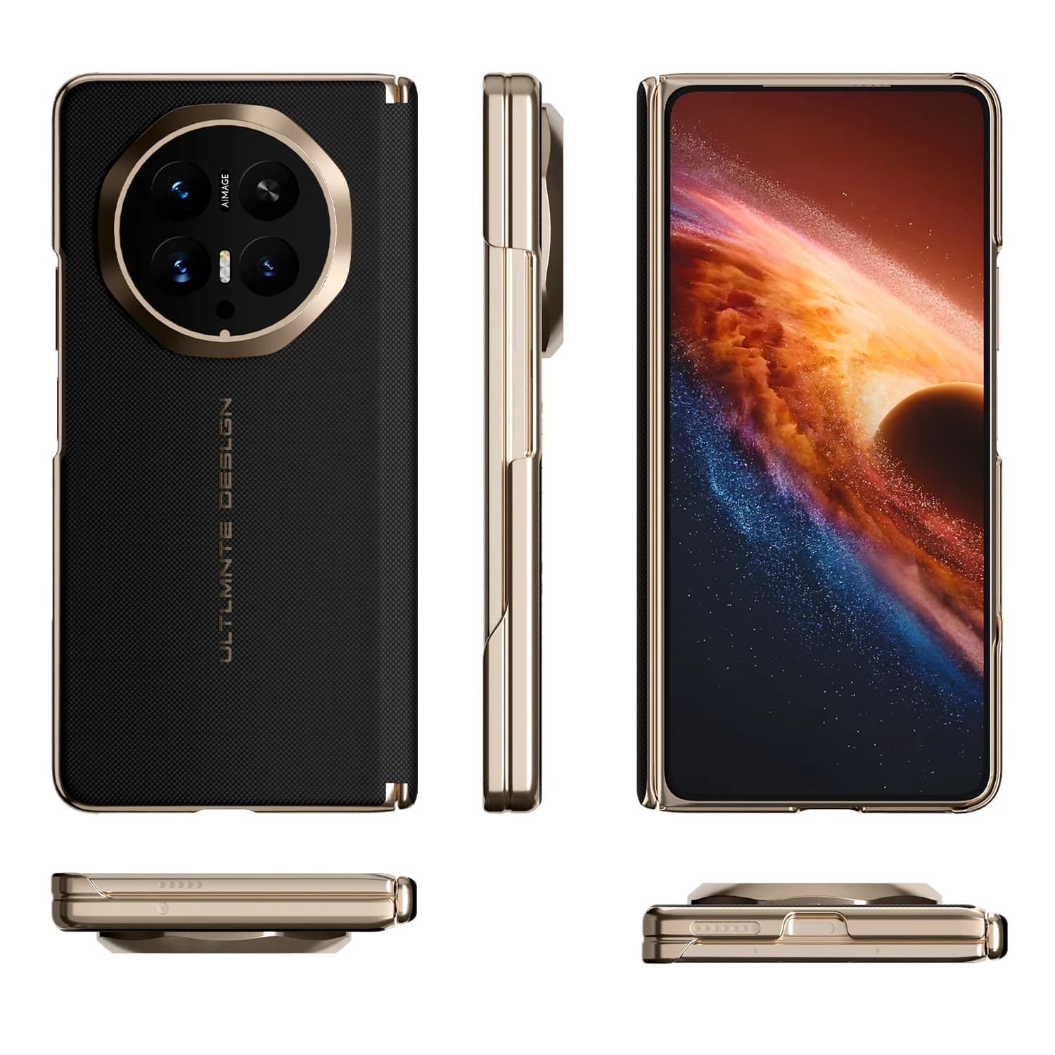 Gold Plated Side Leather For Honor Magic V6 Case Protective Shell Mobile Phone Back Cover