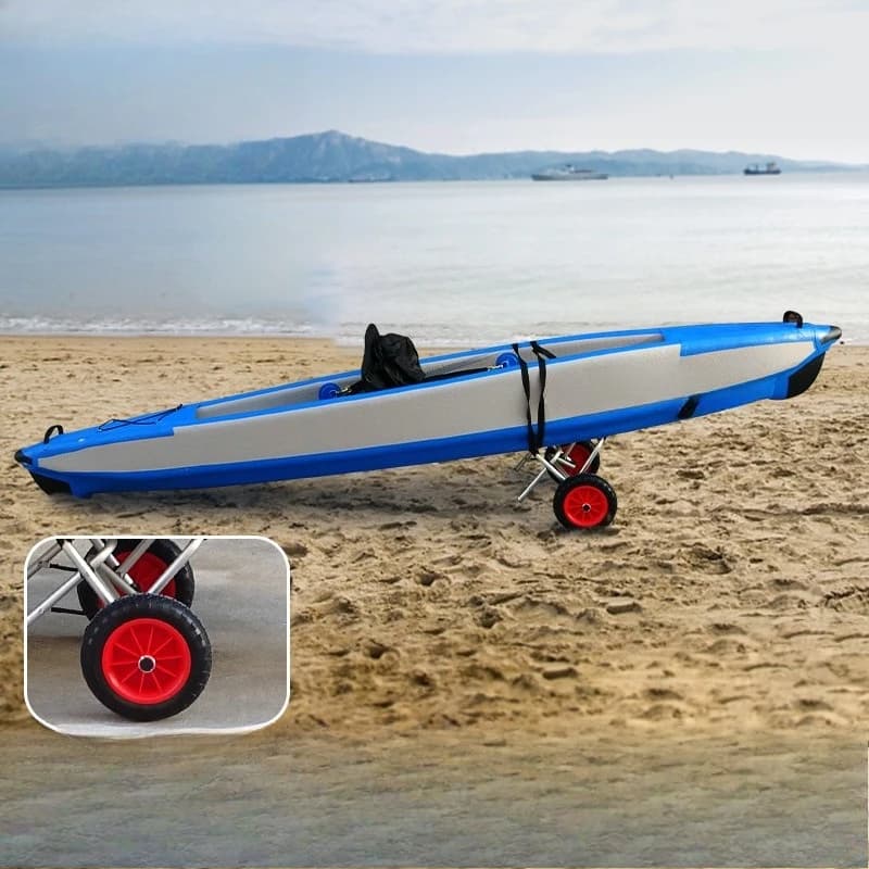 Paddle Board Trailer Aluminum Alloy Folding Fiberglass Hard Plastic Kayak Strap Adjustable Hand Pull Cart