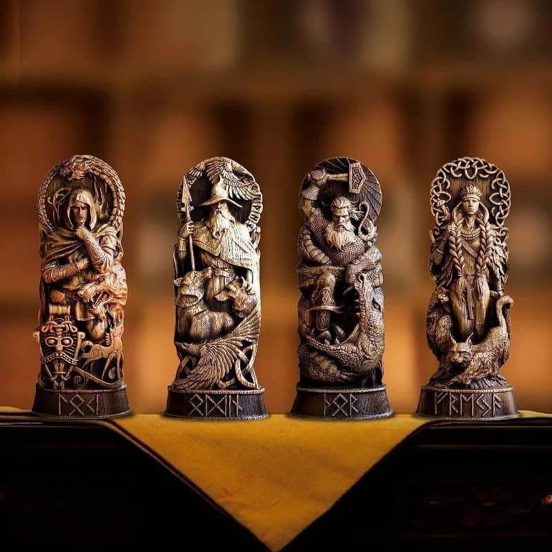 Odin God Carving Scandinavian Pantheon Resin Decoration Freyja Statue Freya Norwegian God Carving Altar Heathen Asatru