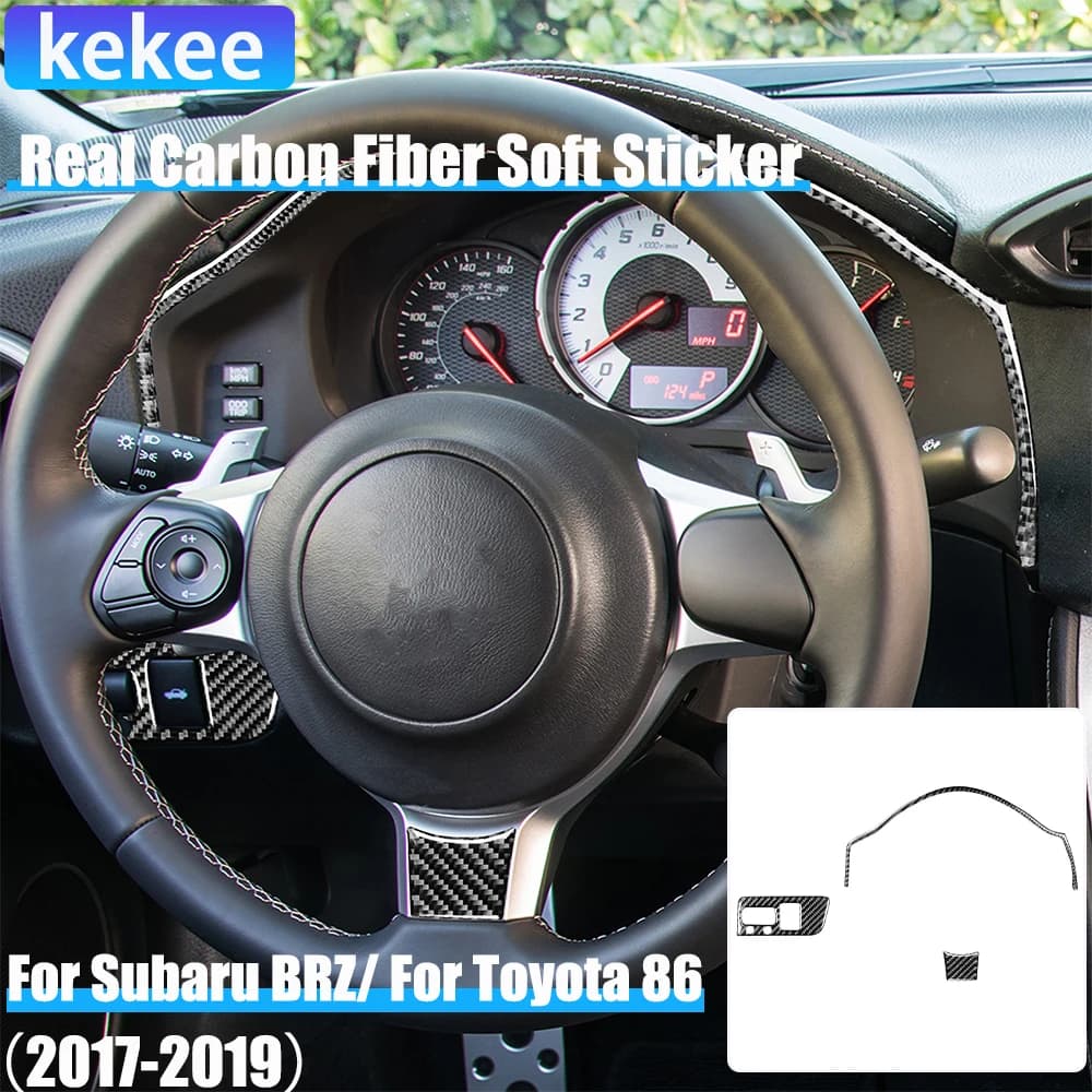Real Carbon Fiber Car Accessories Speedometer Headlight Switch Cover Soft Sticker For Subaru BRZ Toyota 86 GT86 2017 2018 2019