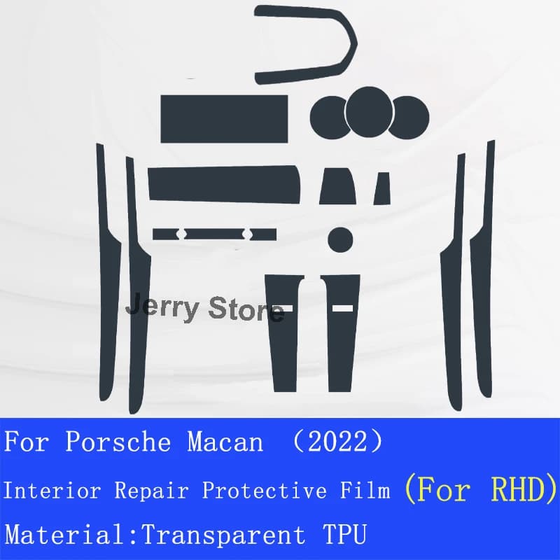 Protective Anti-scratch Car Interior Sticker Cover For Porsche Macan (2022) Car Center Console Transparent TPU Film