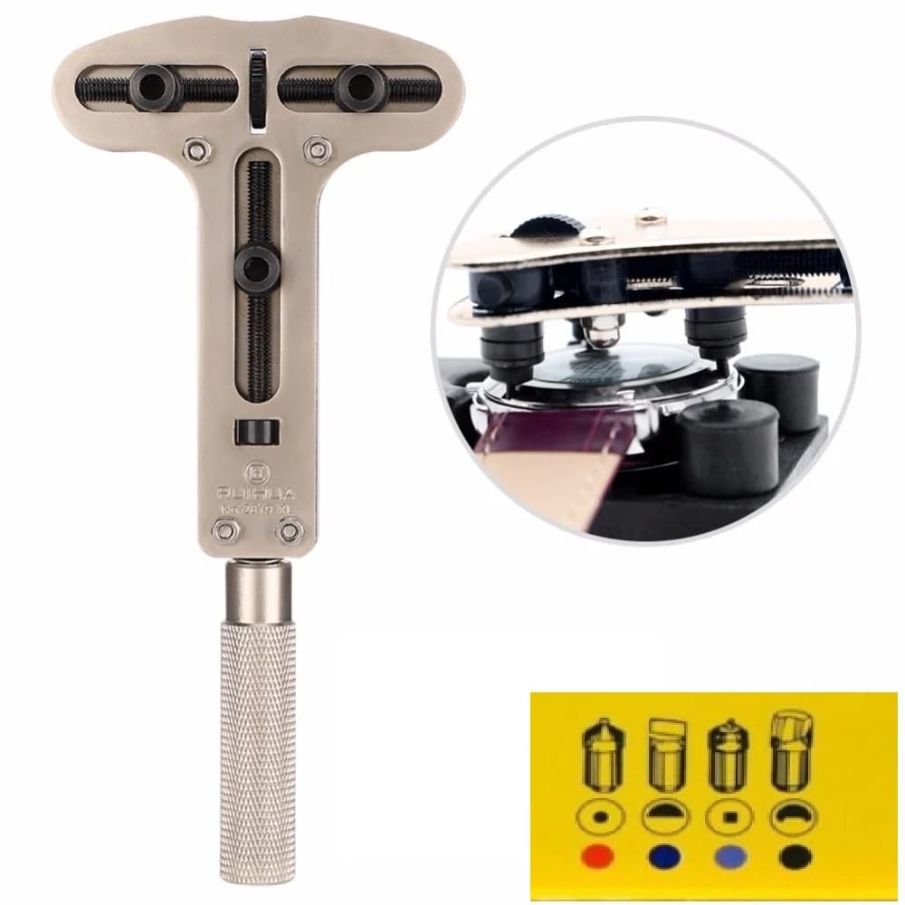 【Hot】Large Watch Back Case Cover Opener Adjustable Screw Back Remover Wrench Wrist Watch Battery Change Repair Tool with 12 Acce