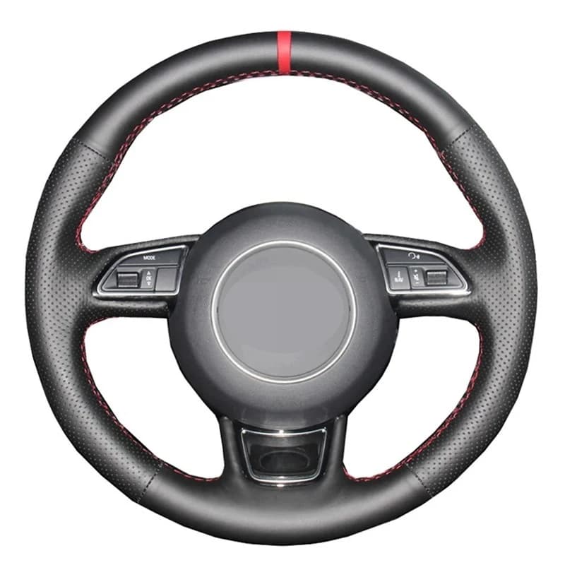 Alcantara Car Steering Wheel Cover Wrap Genuine Leather Red Thread Car Accessoires Specifically for Audi A3 A4 A5 A6 S6 A7 A8 S8