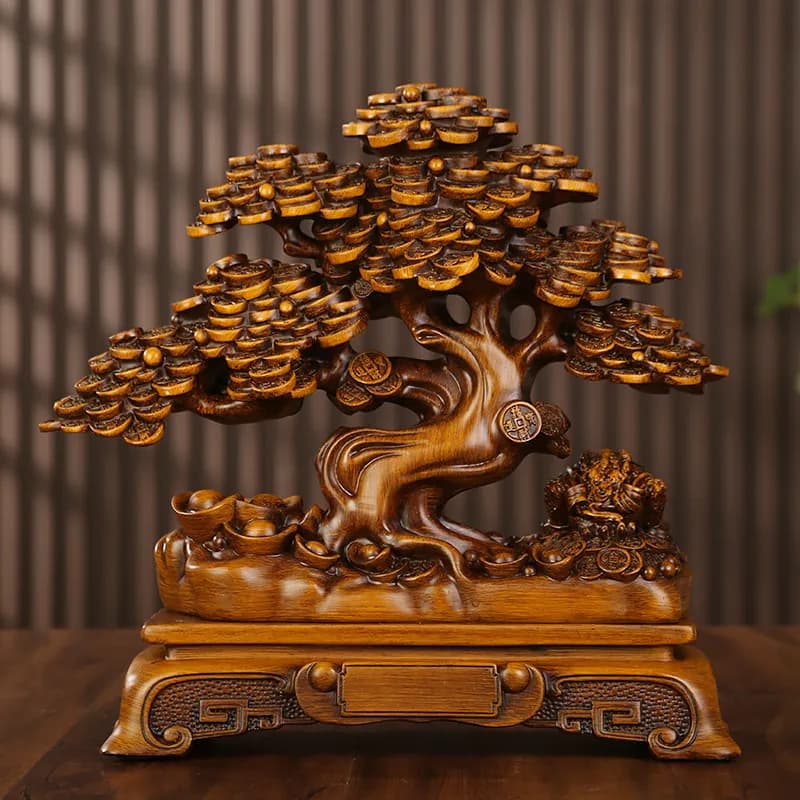 Chinese Style Lucky Money Tree Decoration Plant Showpiece Figurines Home Office Desk Ornaments Entryway Decoration Crafts