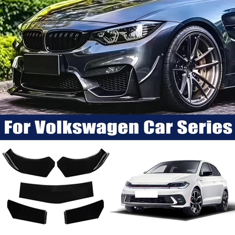 5Pcs Front Bumper Lip Body Kit, ABS Spoiler Splitter Canard For Volkswagen Golf Polo Passat Tiguan Touareg Jetta Atlas Beetle
