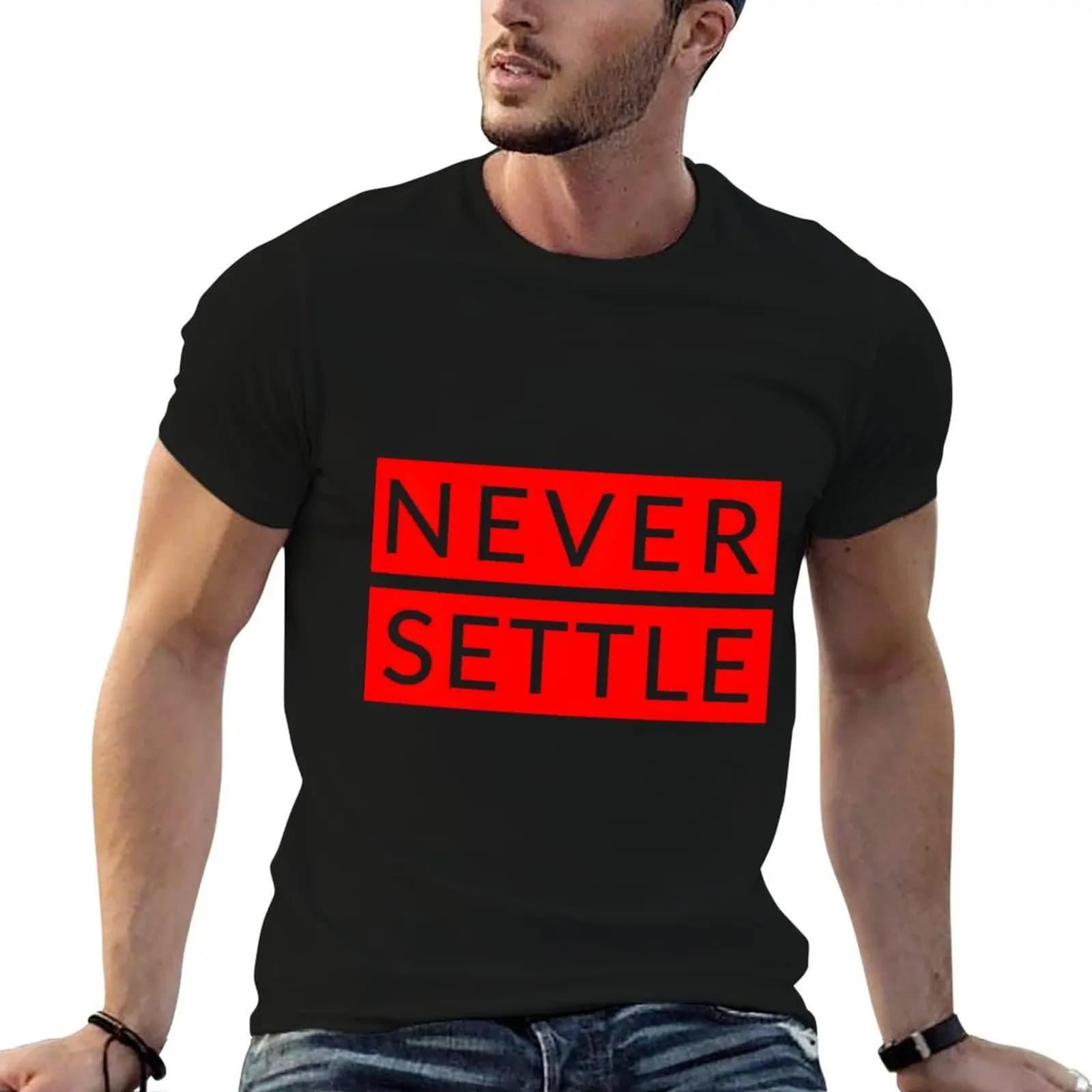 Never Settle Oneplus Red Classic T-Shirt t shirts with prints t shirts for man graphic tees T-Shirt