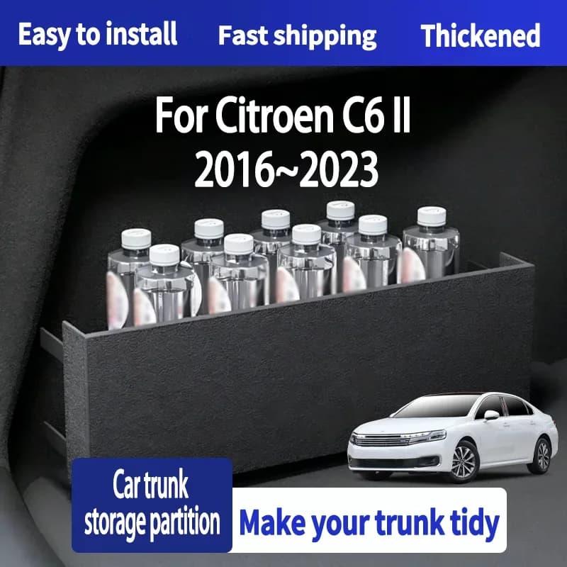 For Citroen C6 II 2016~2023 Tesla Model 3 Blue Star 2019-2024 Thickened Trunk Storage Partition Multi functional Storage Box