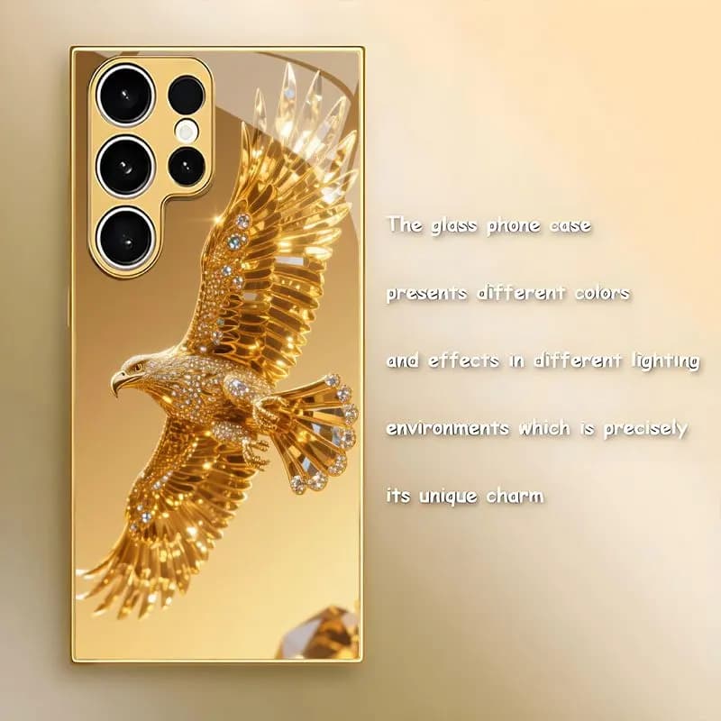 Luxurious colored  glass gold phone case for Samsung  Galaxy S26/S25 Plus/S25 Ultra/S24/S24 FE/S24 Ultra/S23/S22/S22+/S22 Ultra