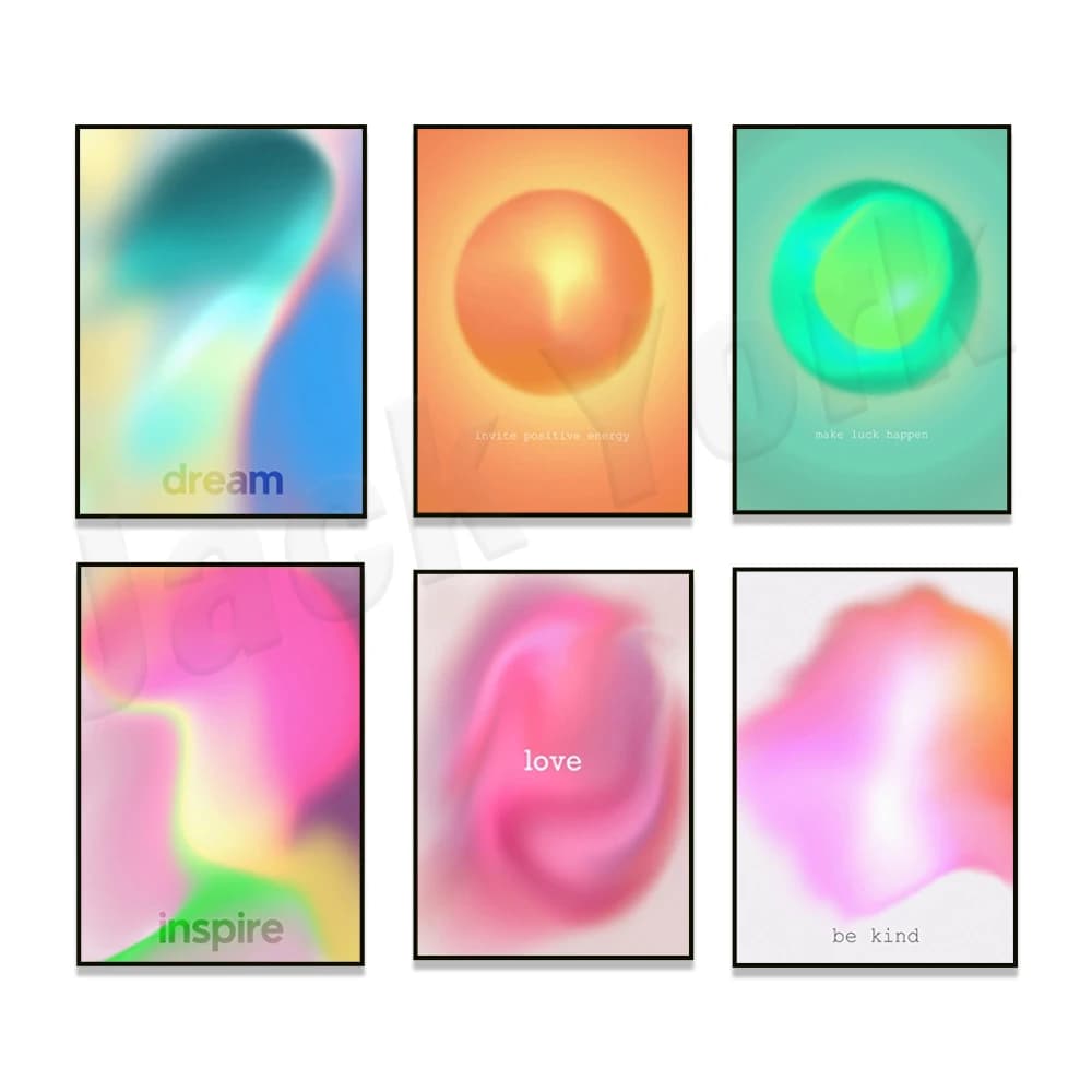 Share your good energy aura poster, spiritual art, motivational poster, colorful danish soft abstract gradient Y2K decoration