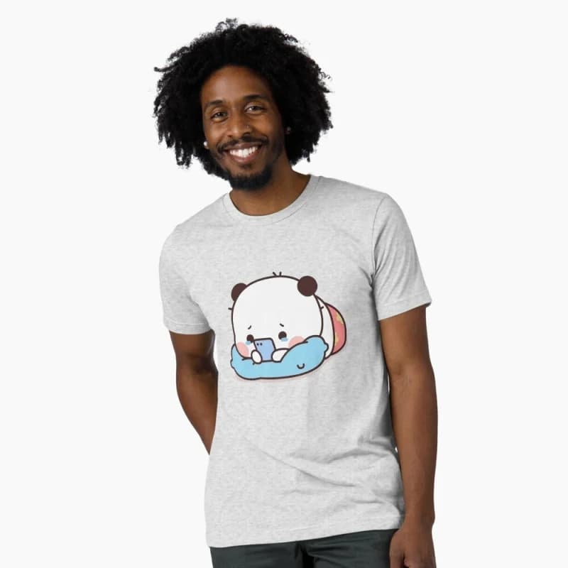 Bubu calls Dudu because she misses him Gift t shirt ‌kawaii‌ Panda Bear Cartoon Graphic tee Cute Y2K Clothes