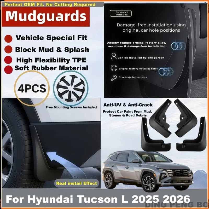 4X Set For Hyundai Tucson L 2025 2026 Car Mud Flaps Molded Splash Guards Mudguards Front Rear Styling Fender Cover