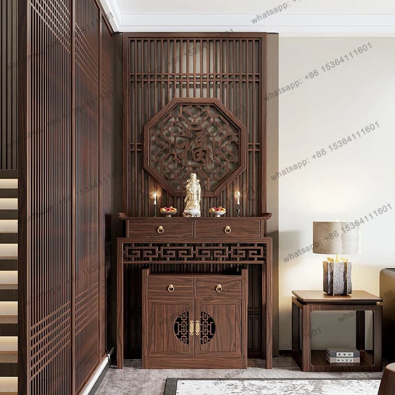 PG Solid Wood Buddha Niche Altar Altar Cabinet Gong Zhongtang Buddha Cabinet Customization