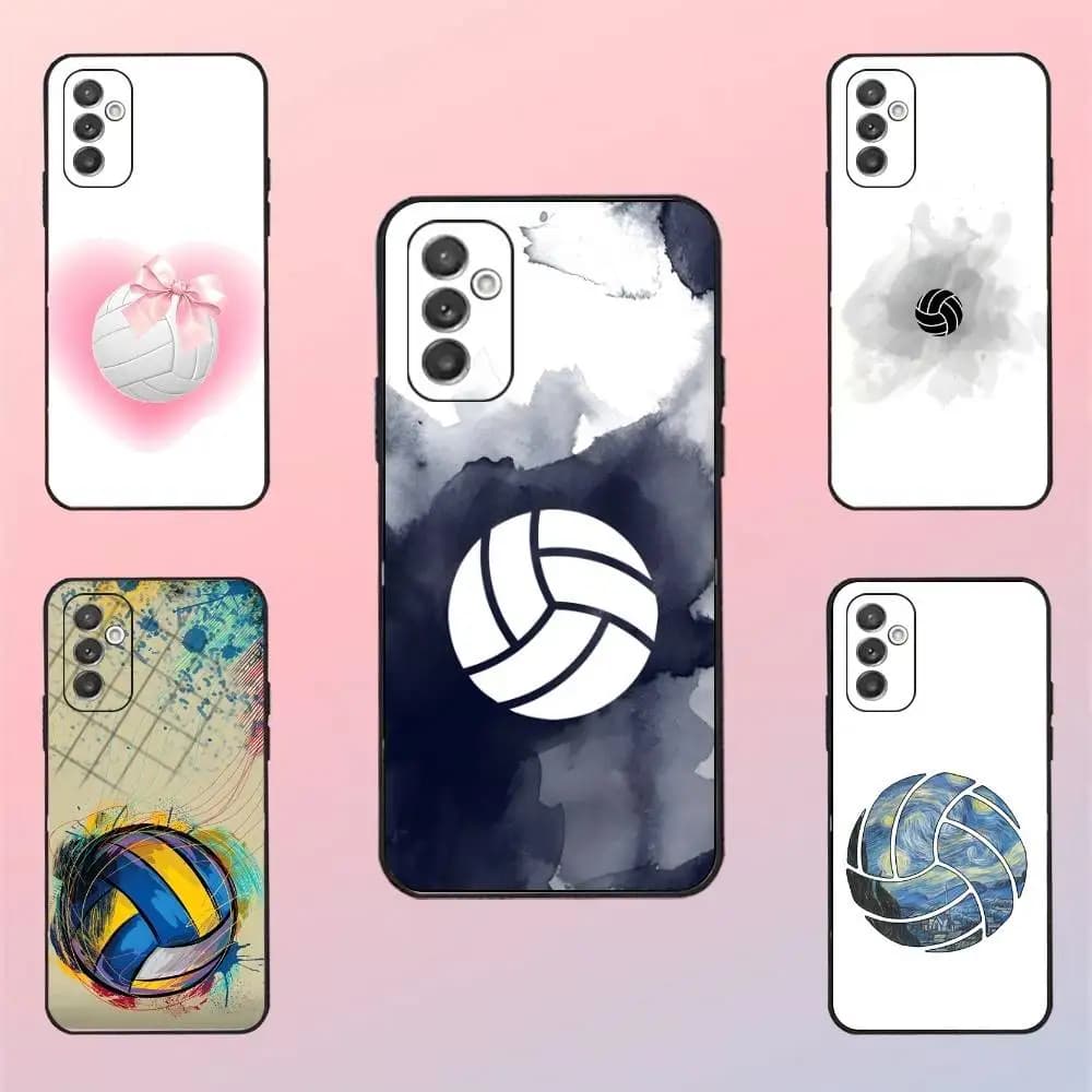 Sport Beach Volleyball Phone Case For Samsung S 25,24,23,22,30,21,10,9,Ultra,Plus,Lite,FE,4,5 G Black Soft Case