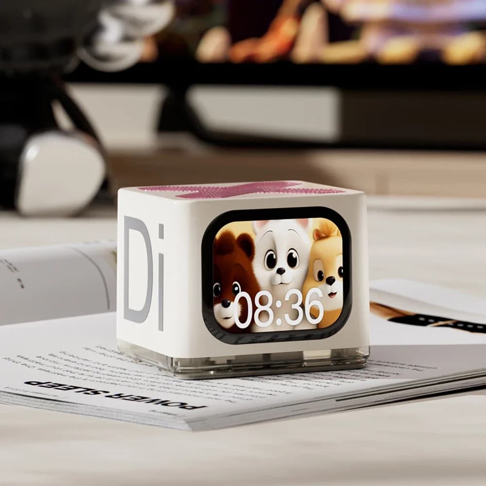 Rechargeable Digital Alarm Clock With Portable Bluetooth Speaker Screen Metal Design, Mini Speaker For Home Office Car Travel