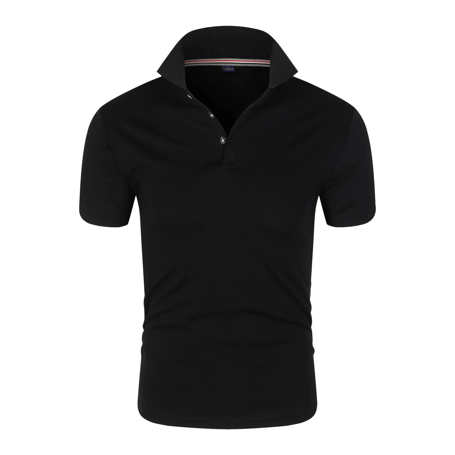 2025 Summer Men's Short Sleeve Collar T-shirt New Solid Color Casual Collar Shirt Fashionable Breathable Loose Business Slimming