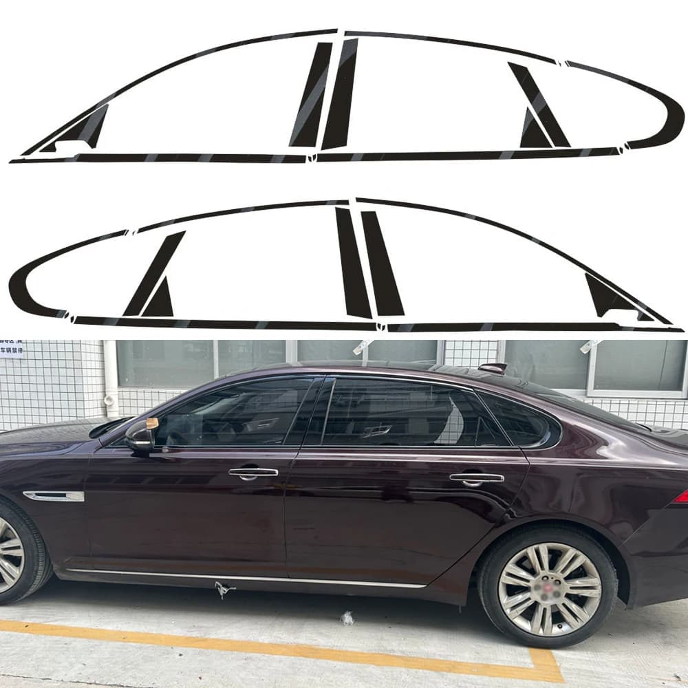 For Jaguar XF X260 2016-2020 Sedan Window Chrome Delete Blackout ABC Pillars Glossy Black Stickers