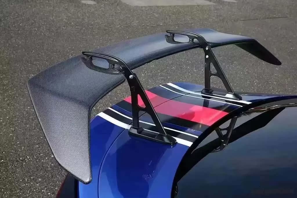 GR86 Carbon Fiber STI Style Trunk Spoiler Rear Duck Tail Wing with Double Deck Roof Style