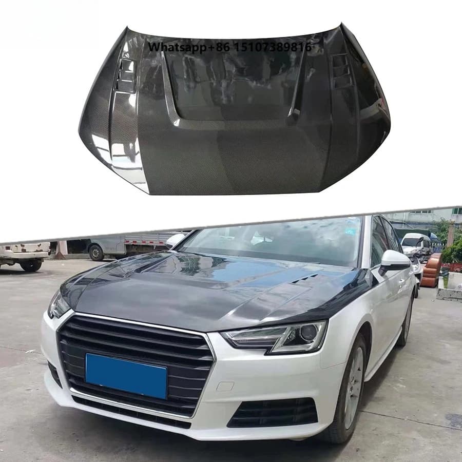 Carbon Fiber Front Hood Engine Bonnet for A4 B9 2016-2023 Front Engine Hood Replacement Car Accessories