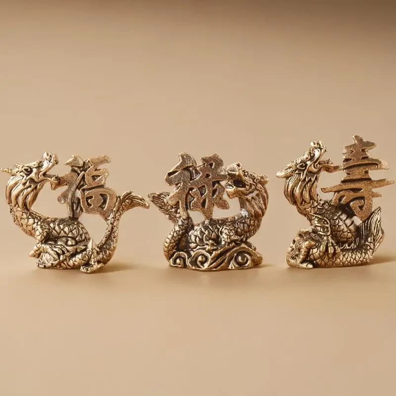 Brass Fortune and Prosperity Dragon Ornament Wealth-Attracting Twelve Zodiac Dragon Home Decoration Ornament Year of the Dragon