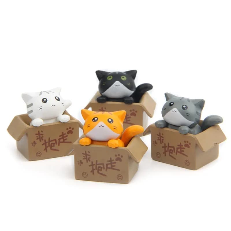 Creative Cartoon Car Ornaments Miniature Landscape Plastic Garden Kitten Statues Cute Toys